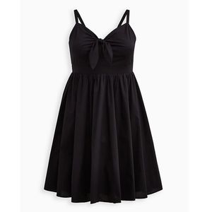 NWT TORRID BLACK POPLIN TIE-FRONT SKATER DRESS